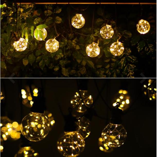 Ghirlanda LED 10 lampadine trasparenti bianco caldo 8M per interni ed esterni