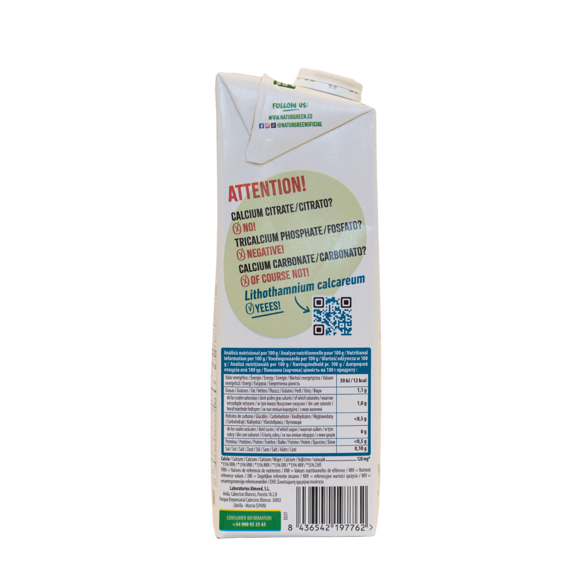 Napój roślinny Coconut bez cukru i wapnia NaturGreen 1 litr