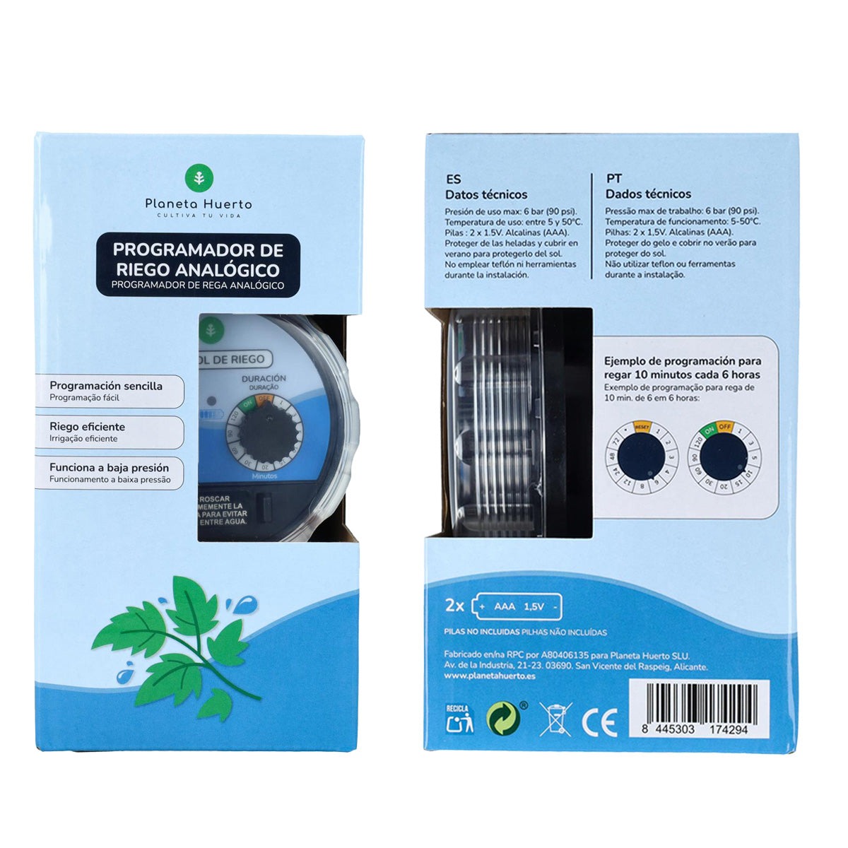Programmateur d'irrigation blindé étanche Planeta Huerto 0-6 bar