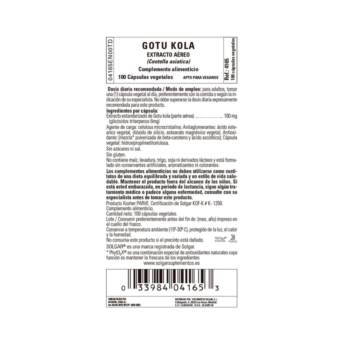 Gotu Kola (Centella Aziatica), 100 plantaardige capsules