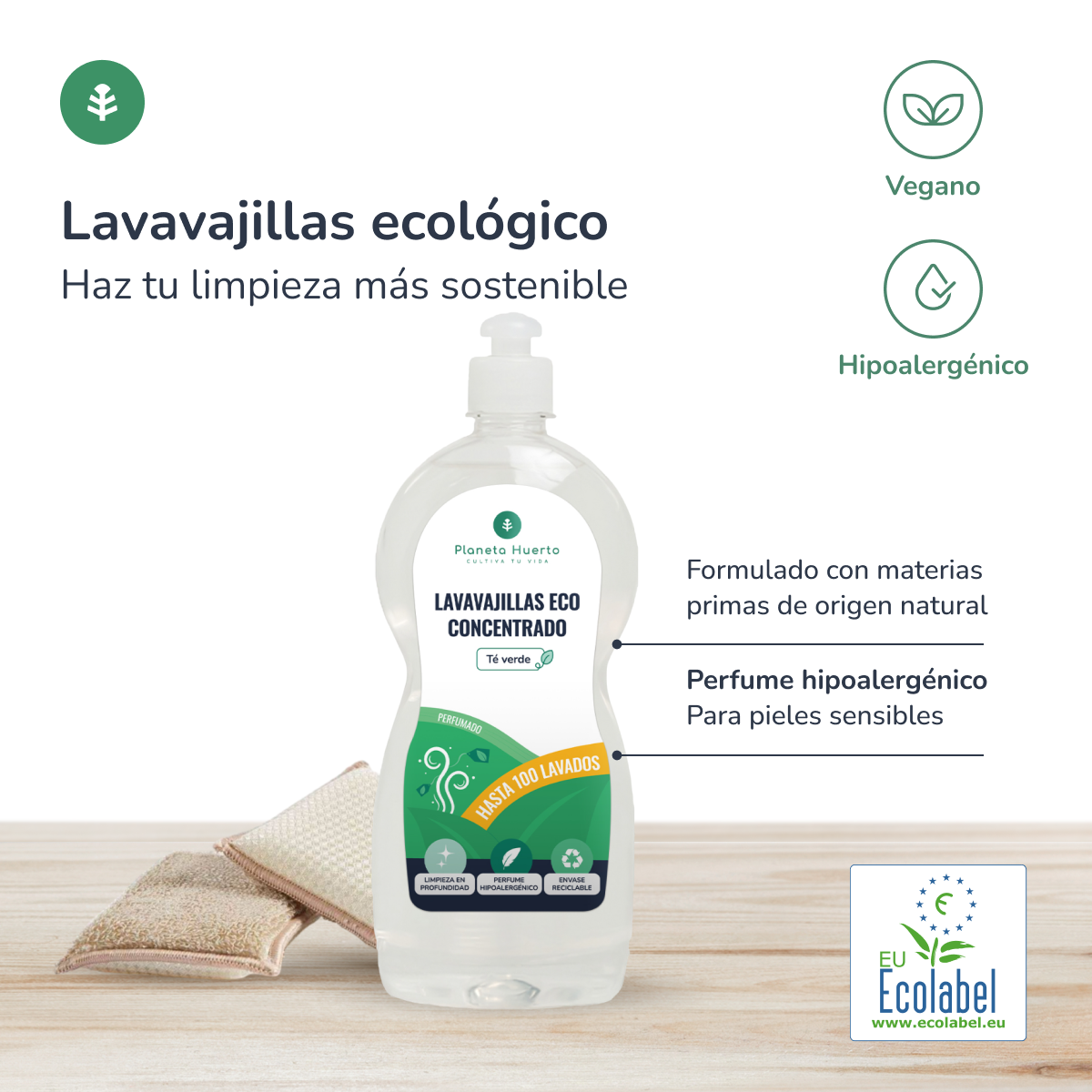 Pack 3xGeschirrspüler Manuell Grüner Tee ECO Planet Orchard 750ml