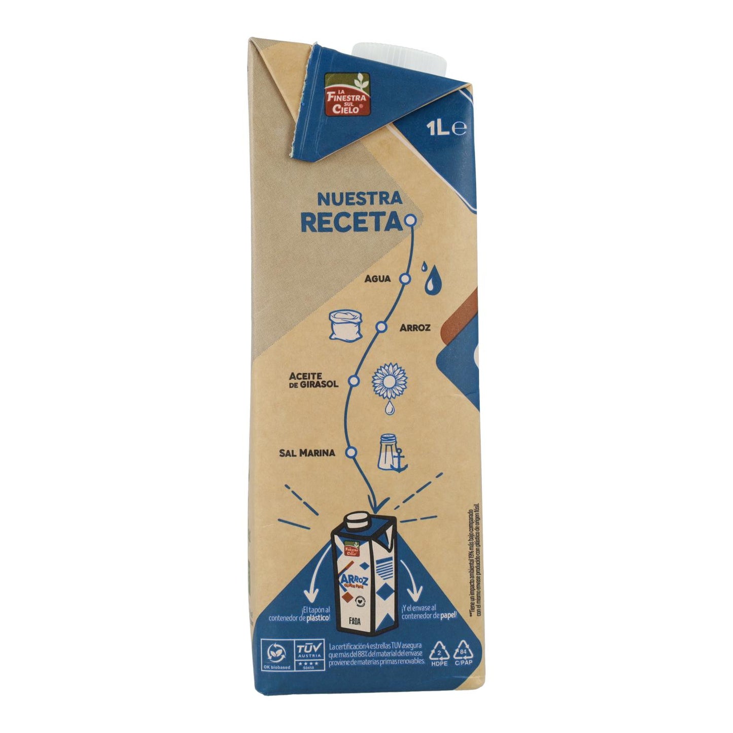Pack of 6 x La Finestra Sul Cielo Gluten-Free Rice Drink 1 L