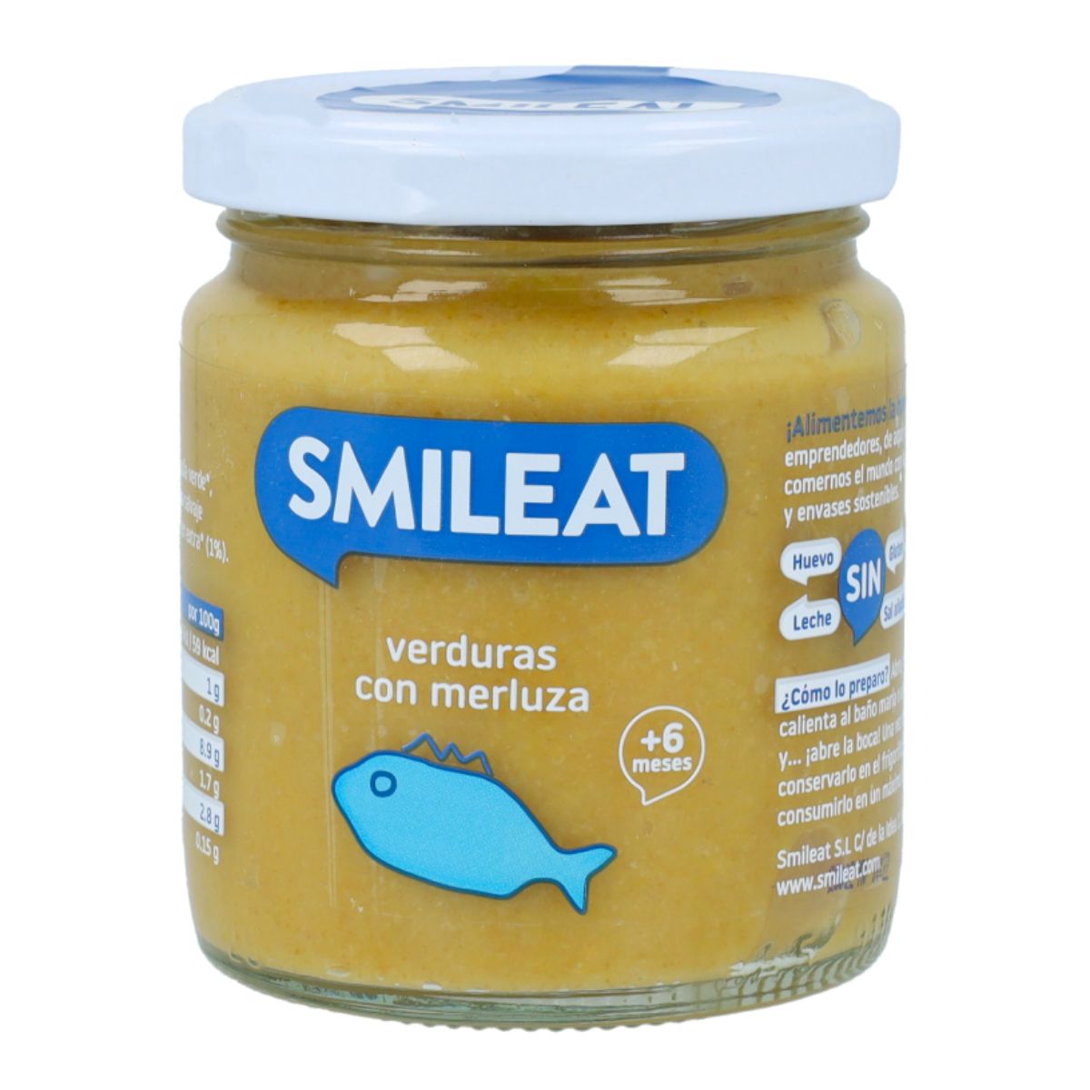 Bio-Gläschen mit Gemüse und Seehecht +6 Monate Smileat 230 g