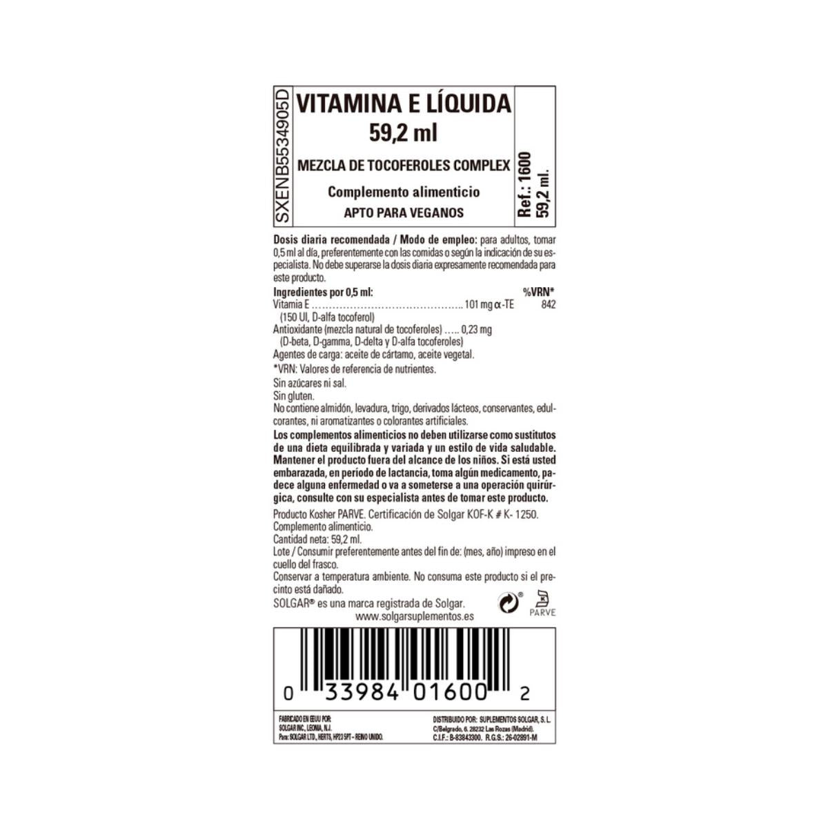 Vitamina E liquida, 59,2 ml