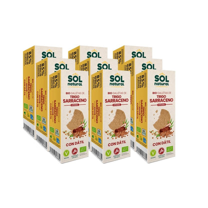 Confezione da 9 biscotti integrali al grano saraceno dolcificati con datteri biologici Sol Natural 170 g