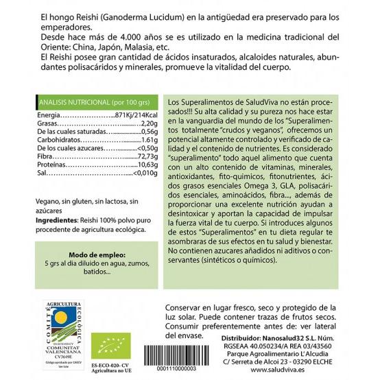 Reishi-Pulver ECO 125 g, Salud Viva