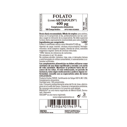 Folate (Métapholine), 100 comprimés (400 g)
