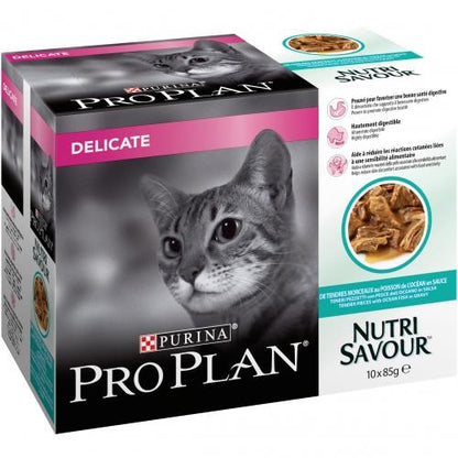Pack 10 PRO PLAN Chat Delicate Poisson de l'océan 85 g