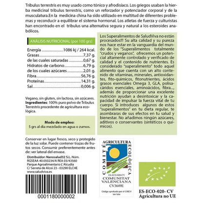 Tribulus Terrestre in polvere ECO 250 g, Salud Viva