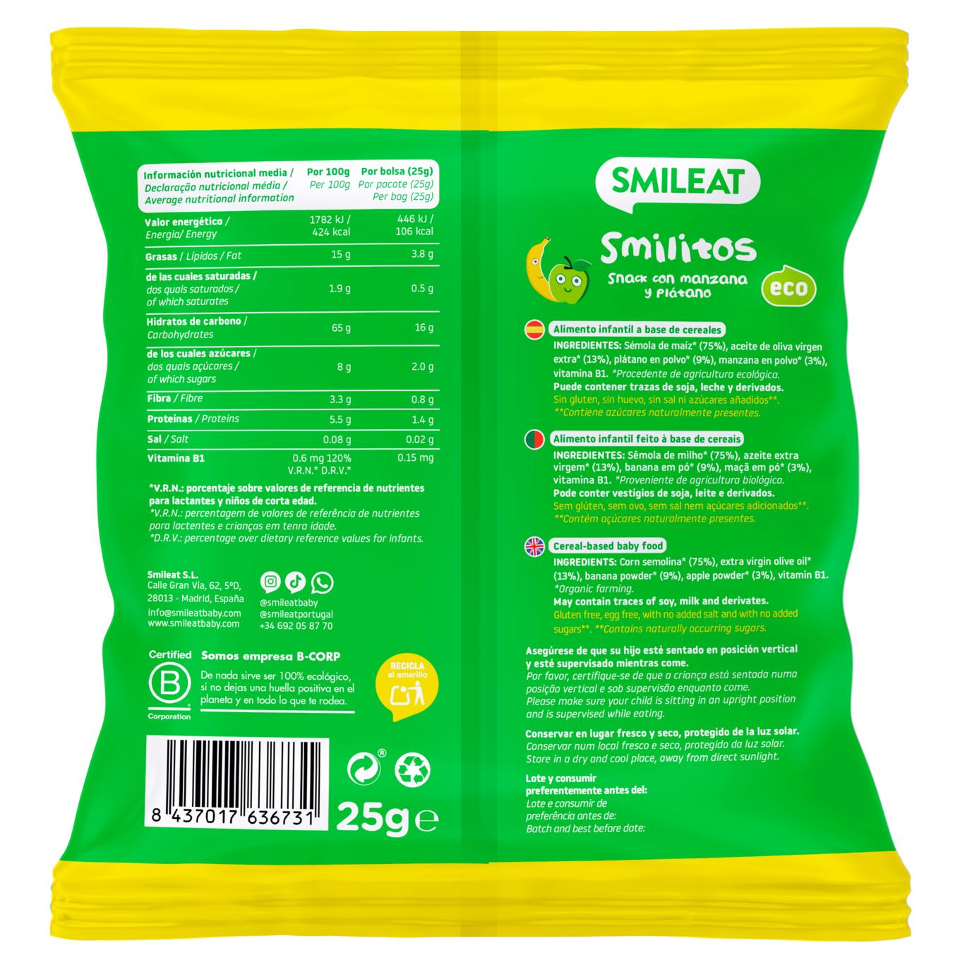 Förpackning med 12 Mix Smilitos Gusanitos ECO Smileat 25 g
