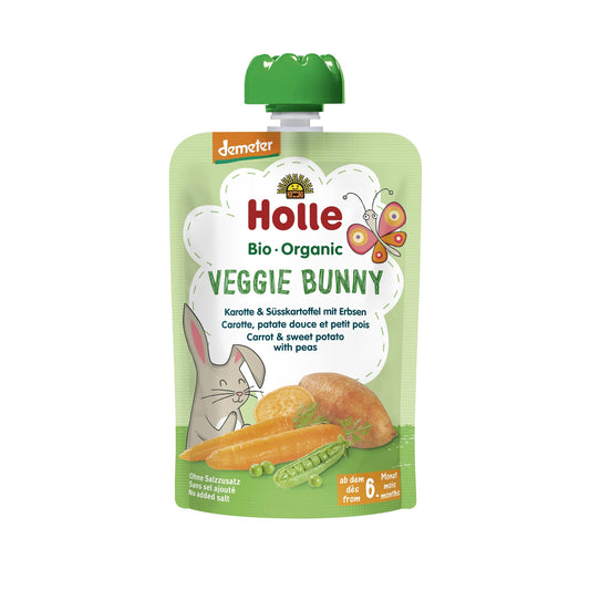 VEGGIE BUNNY - Carotte, patate douce et petits pois (à partir de 6 mois) Eco/Dem Holle 100 g