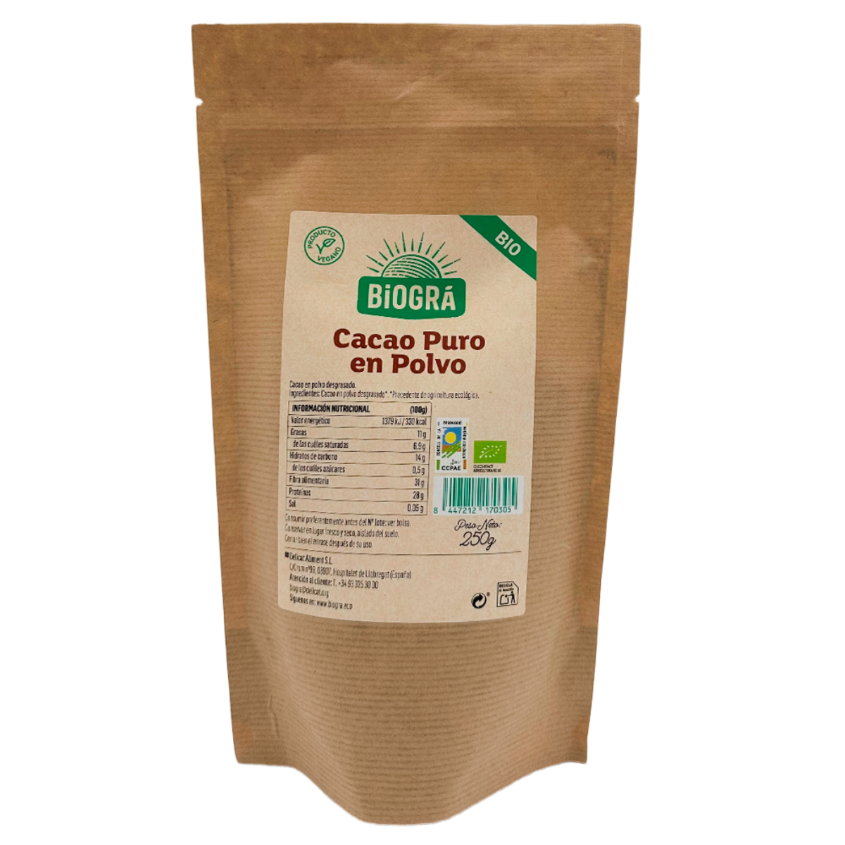 Cacao ECO puro in polvere sgrassato Biográ 250 g