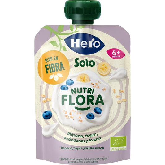 Nutri Flora Beutel mit Bananen-, Heidelbeer-, Joghurt- und Hafergeschmack 100 g Hero Solo
