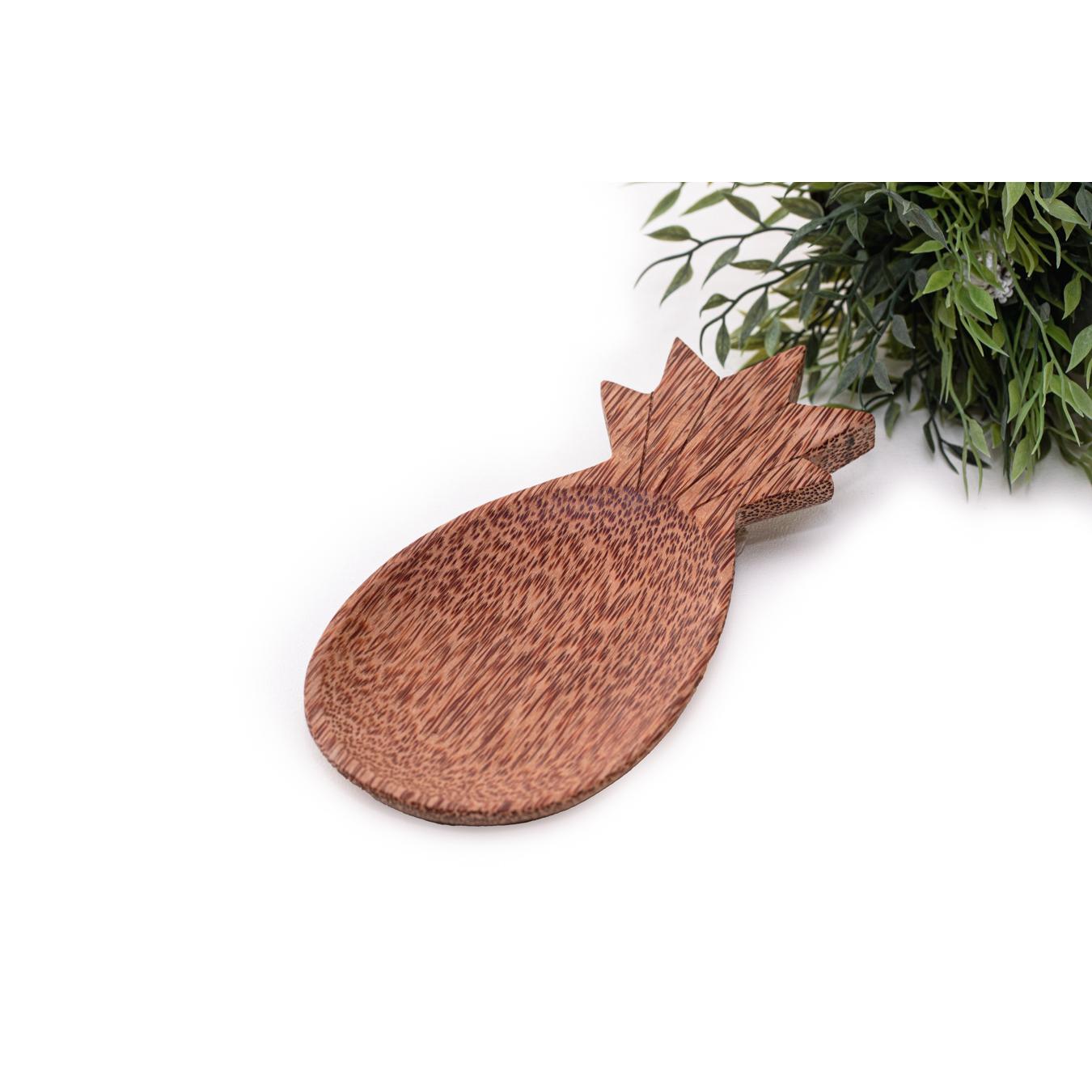 Pineapple-shaped coconut wood plate 25 x 11 cm