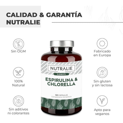 Nutralie Spirulina & Chlorella 1800 mg energia e forza 180 capsule