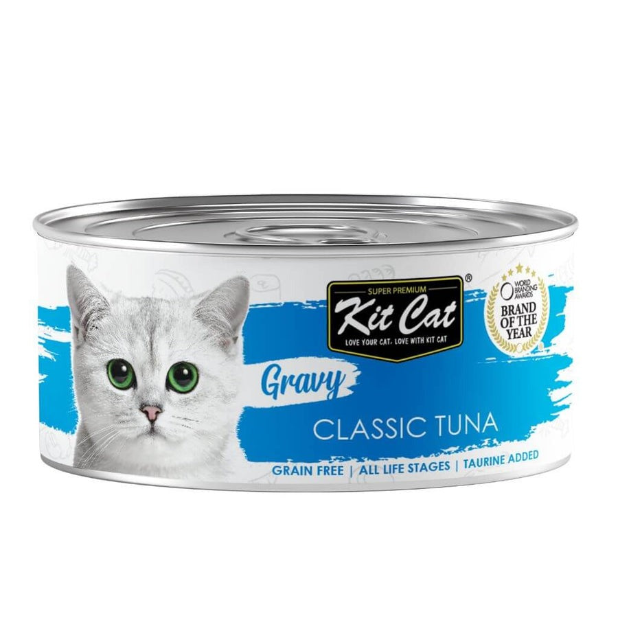 Confezione da 24 Kit Cat Lata Gravy - Tonno Classic 70 g Cibo umido per gatti in salsa